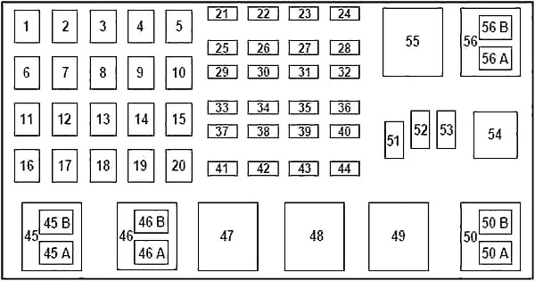 2003-Ford-Ranger-fuse-diagram-under hood 2.3 L