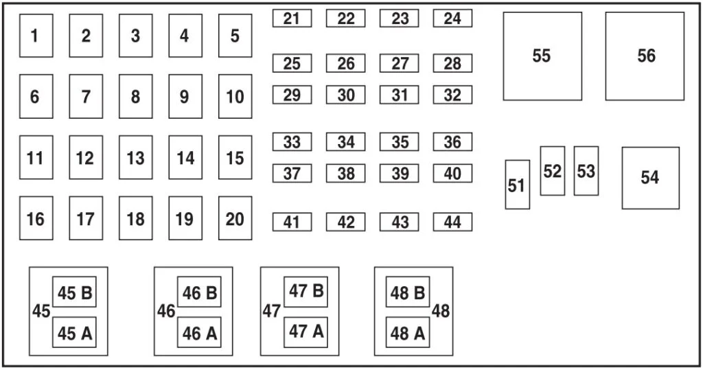 2003-Ford-Ranger-fuse-diagram-under hood 3.0 or 4.0 L